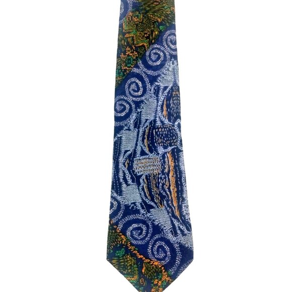 Coogi Australia vintage 80's Abstract impressionism silk tie - Picture 2 of 6